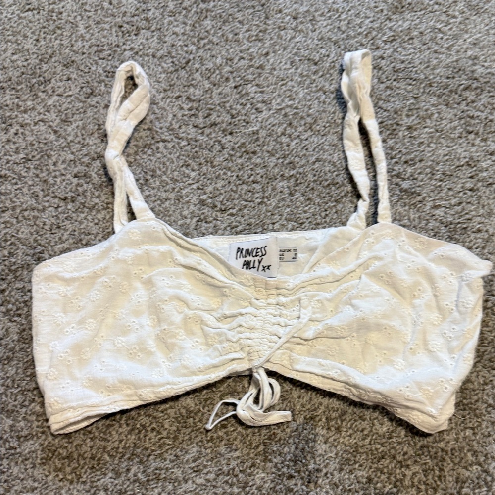 Princess Polly White Eyelet Crop Top